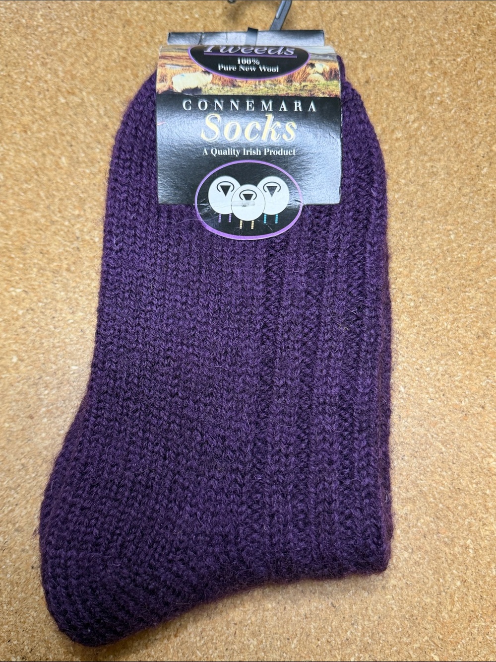 Connemara Tweeds 100% Wool  Irish Walking Socks  L New